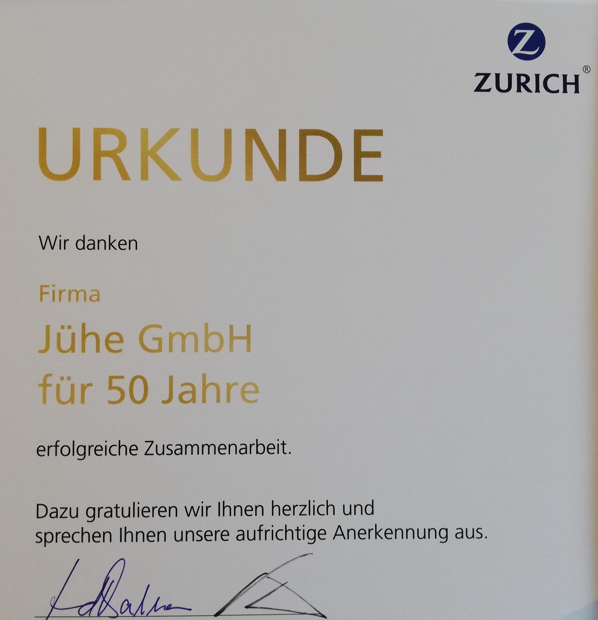 50 Jahre Zusammenarbeit Zurich